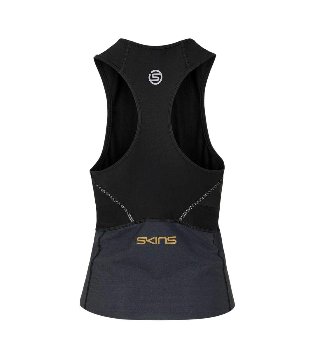 Womens/ladies Triathlon Vest Top Black Skins-2