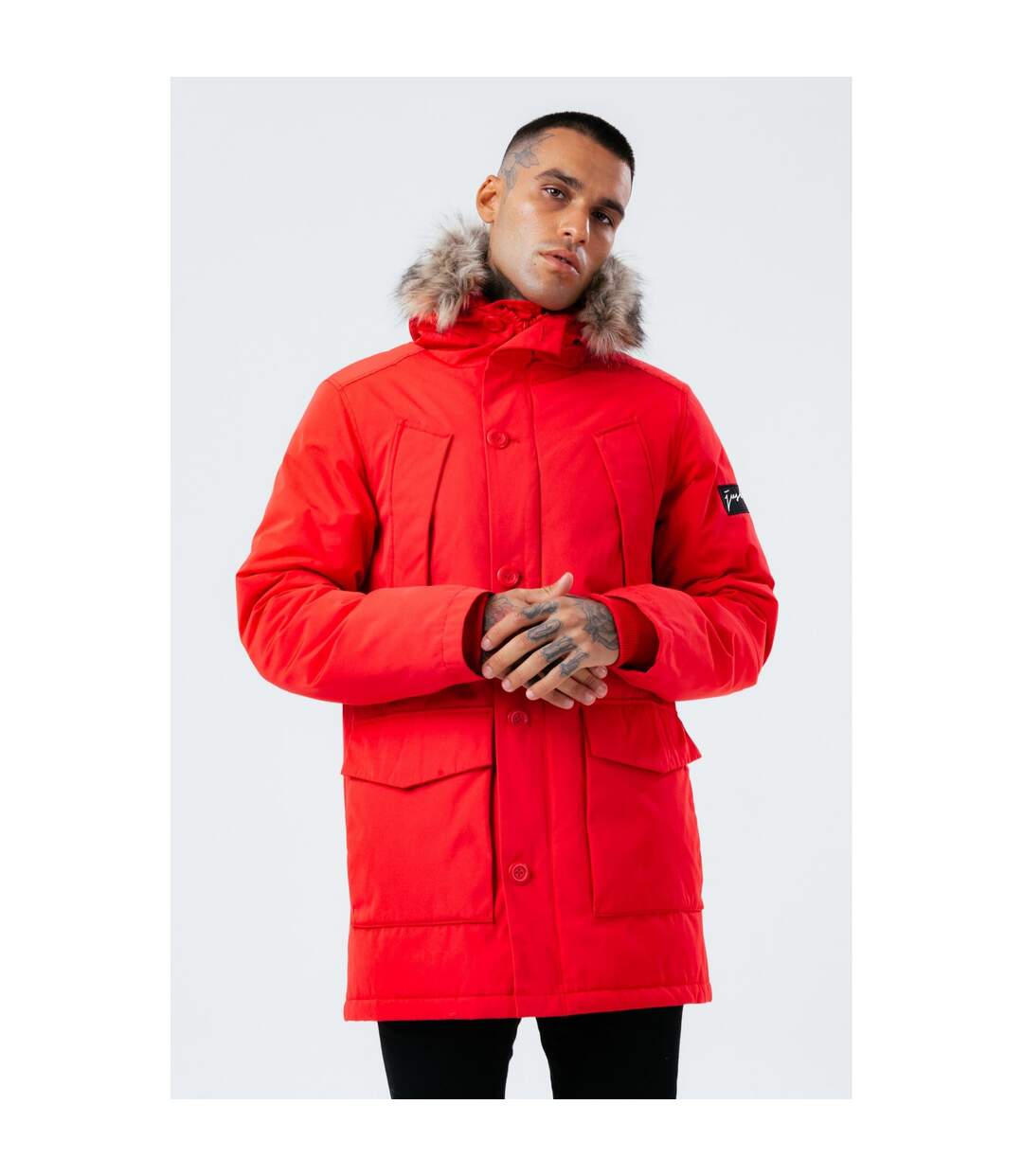 Hype Parka Luxe Longline pour hommes (Rouge) - UTHY7038