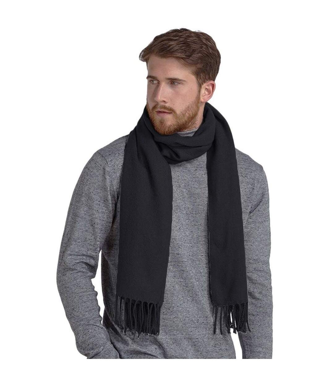 Unisex classic woven oversized scarf one size charcoal Beechfield-2