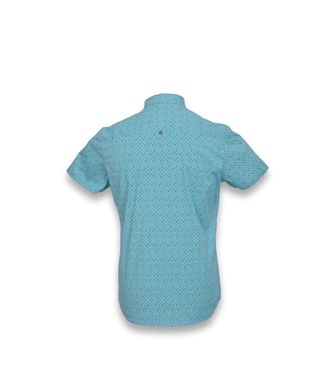 Chemise homme manches courtes de couleur bleu-2