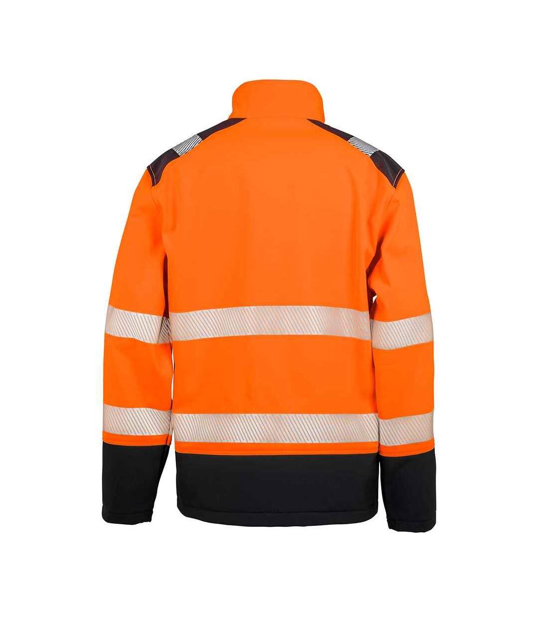 Mens ripstop safety soft shell jacket fluorescent orange/black SAFE-GUARD by Result