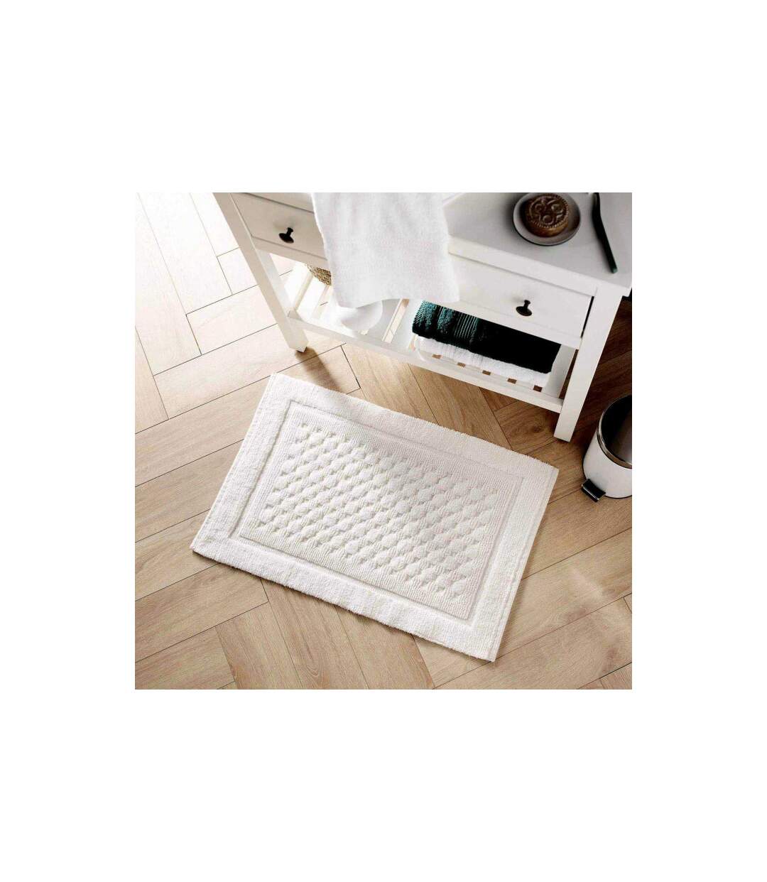 Tapis de Bain Jacquard Damaris 50x80cm Blanc-5