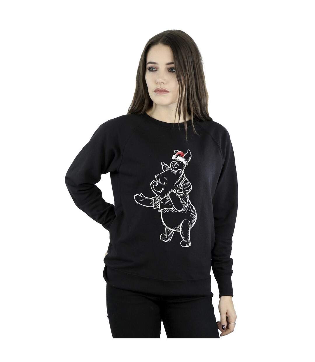 Disney Sweat-shirt de Noël Winnie The Pooh Piglet Womens/Ladies (Noir) - UTBI43028-2