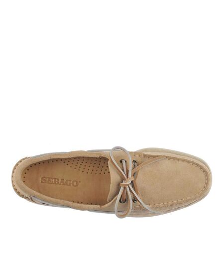 Womens/ladies Portland Flesh Out Leather Boat Shoes Beige Camel Sebago