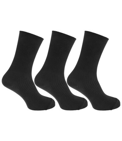 Mens Casual Non Elastic Bamboo Viscose Socks (Pack Of 3) (Black) - UTMB376