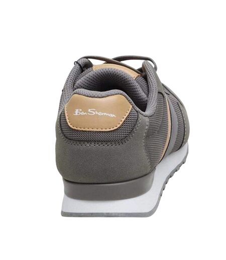 Mens Logo Flat Trainers Grey Brown Ben Sherman