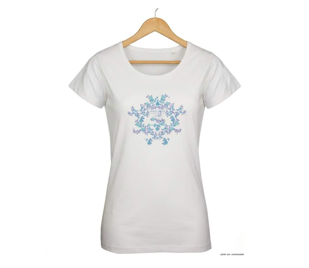 Tee-shirt Mayflower Diapo2 en coton blanc : l'élégance d'une sérigraphie artistique-2
