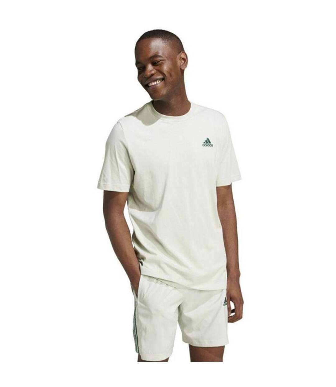 T-shirt Style Logo Brodé Essentials Homme Vert Adidas-1