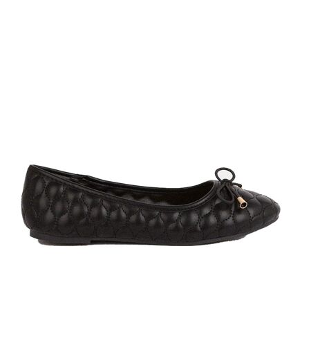 Womens/ladies priya quilted wide ballerina flats black Dorothy Perkins