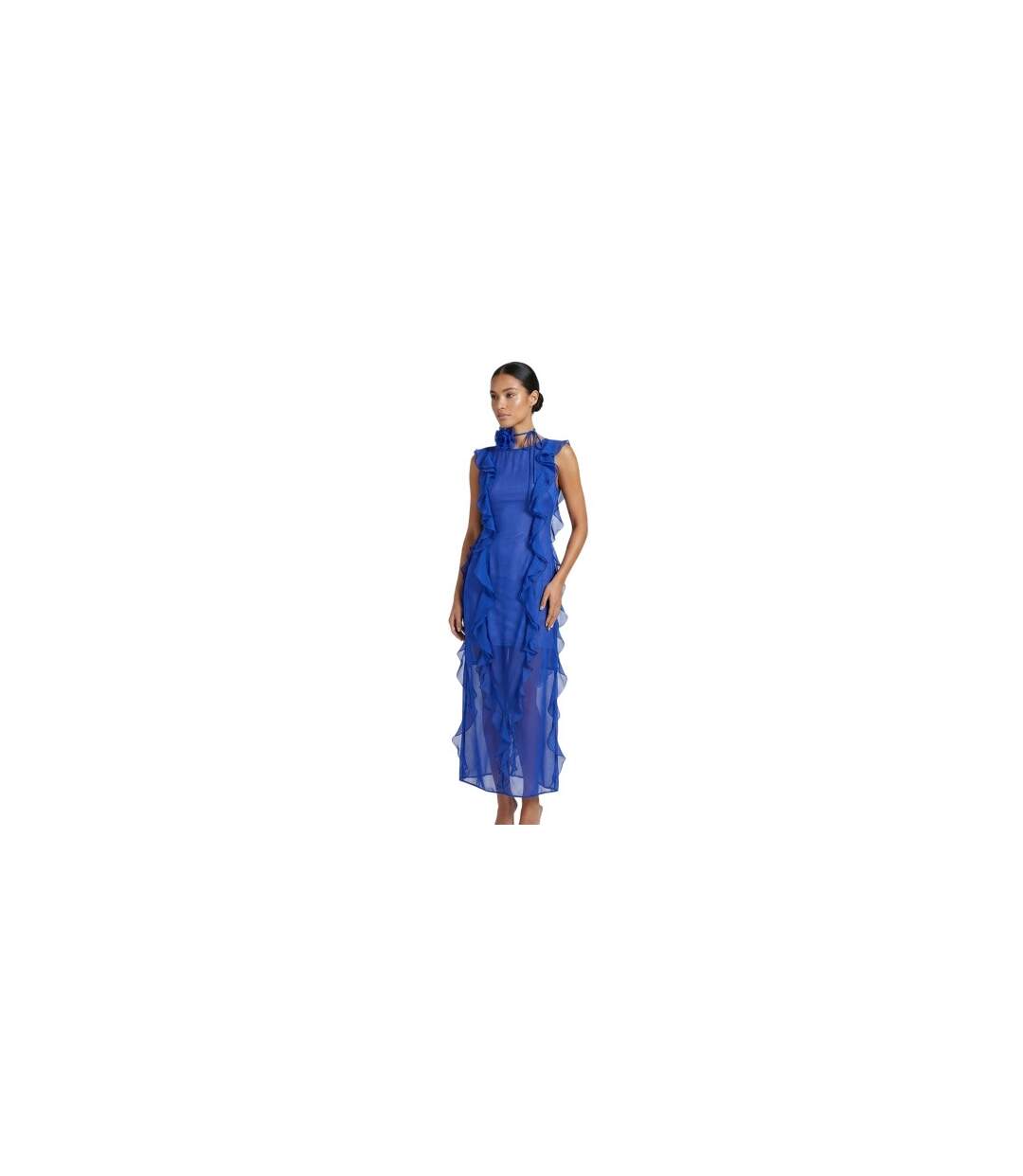Womens/ladies Ruffled Halter Neck Maxi Dress Blue AmyLynn-1