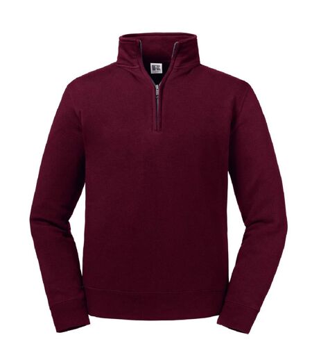 Russell Mens Authentic Quarter Zip Sweatshirt (Burgundy)