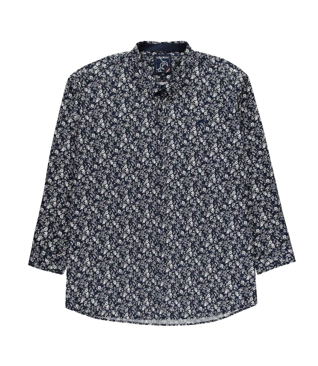 Mens Woven Regular Long-sleeved Shirt Navy Raging Bull-1