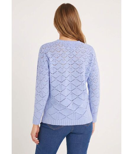 Pull court ajouré col rond manches longues