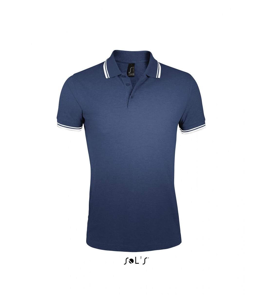 Polo homme coton - 00577 - bleu marine et bande blanche-1