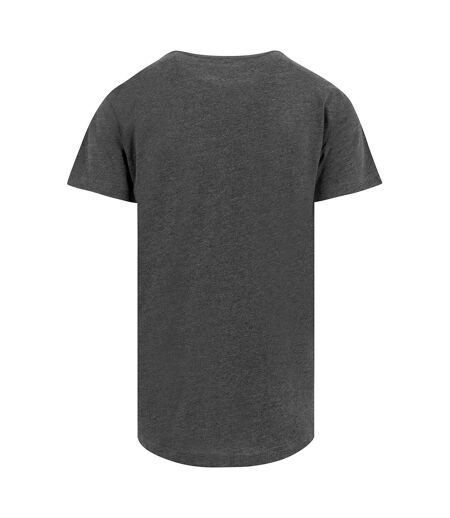 Build Your Brand Mens Shaped Long Short Sleeve T-Shirt (Charcoal) - UTRW5671