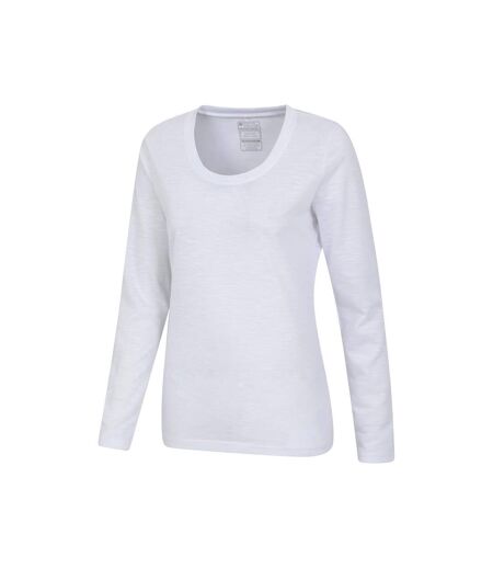 Womens/ladies Agra Slub Long-sleeved Top White Mountain Warehouse
