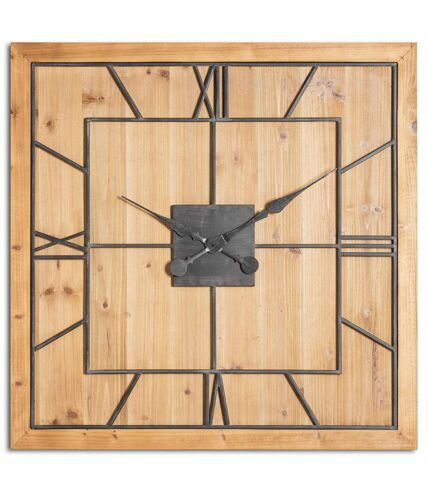 Hill Interiors Williston Square Wall Clock (Brown/Black) (90cm x 5cm x 90cm) - UTHI4203