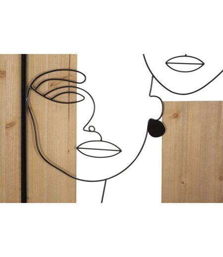 Décoration Murale Encadrée 2 Visages 90cm Noir & Naturel