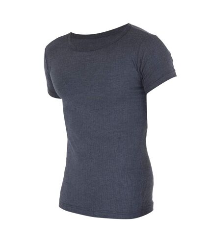 FLOSO Mens Thermal Underwear Short Sleeve Vest Top (Viscose Premium Range) (Charcoal) - UTTHERM108