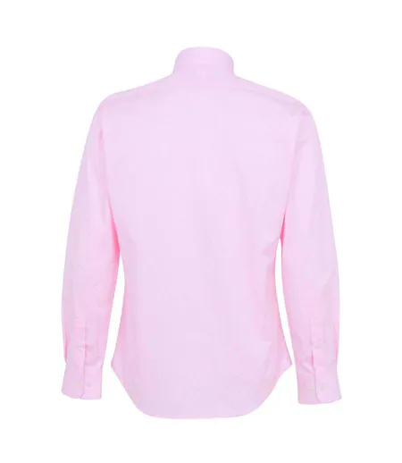 Mens Poplin Tailored Long-sleeved Formal Shirt Pink Haines And Bonner