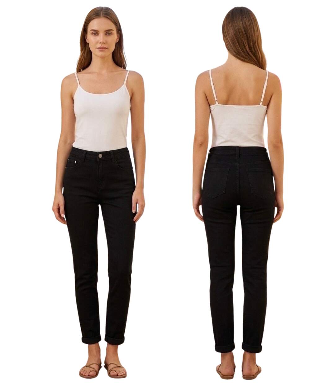 jeans mom fit noir femme en grande taille - Taille haute - Coupe confort et élégance-2
