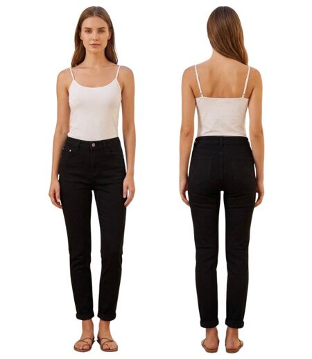 jeans mom fit noir femme en grande taille - Taille haute - Coupe confort et élégance