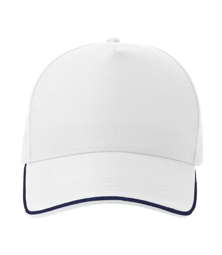 Casquette De Baseball Motif/style 5 Panneaux Recy Five Piping Adulte Blanc Bleu Marine Atlantis Headwear