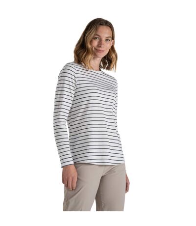 Womens/ladies Akona Stripe Nosilife Long-sleeved T-shirt Blue Navy Craghoppers