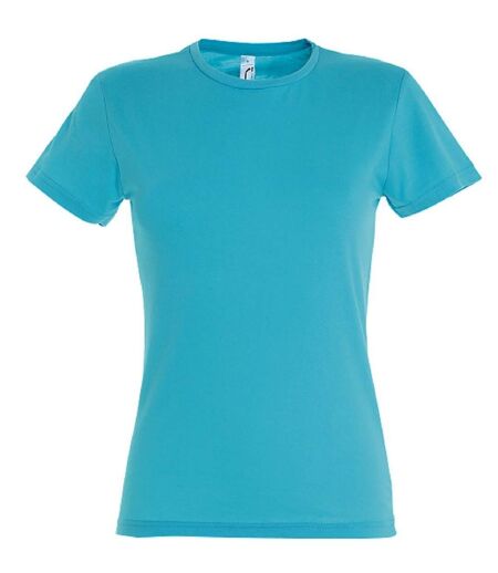 T-shirt manches courtes col rond - Femme - 11386 - bleu atoll