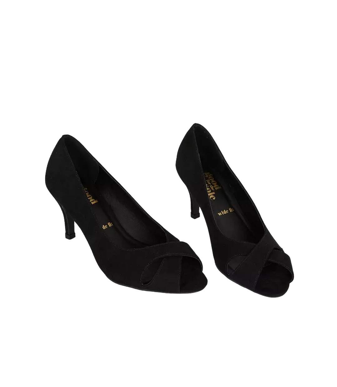 Womens/ladies Honey Peep Toe Wide Sandals Natural Black Good For The Sole-2