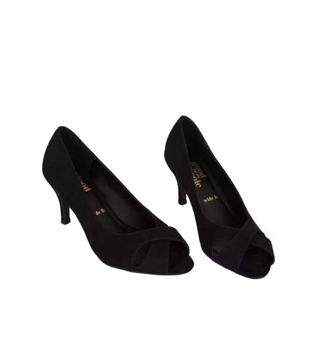 Womens/ladies Honey Peep Toe Wide Sandals Natural Black Good For The Sole