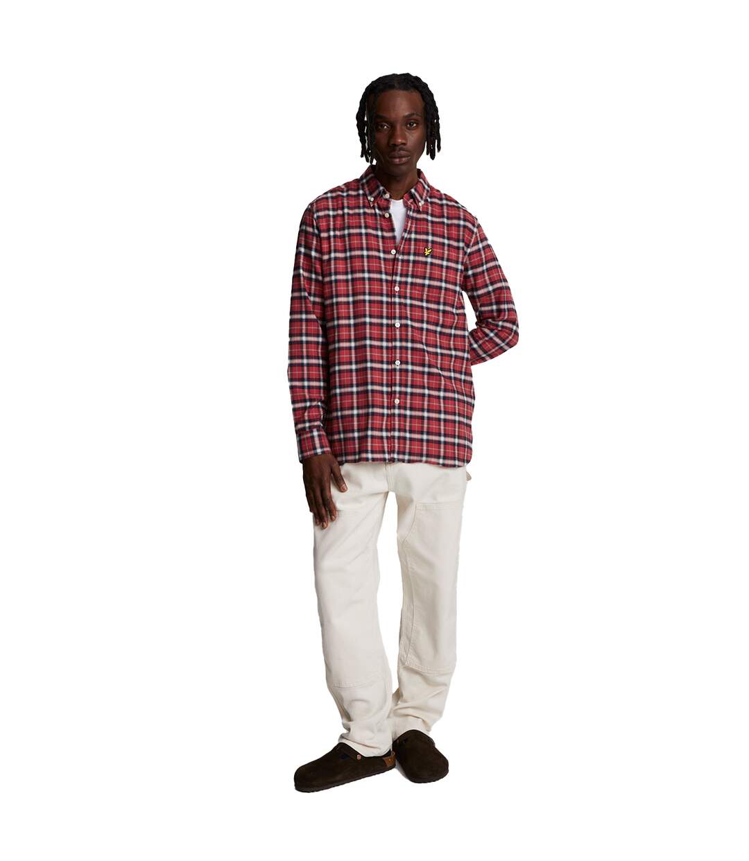 Mens checked flannel shirt borders red Lyle & Scott