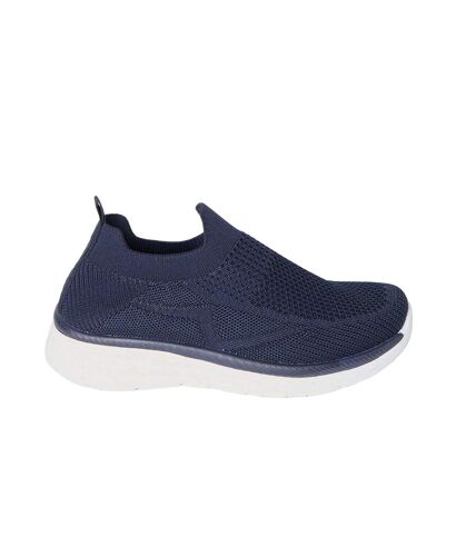 Womens/ladies annabel knitted slip-on trainers navy Good For The Sole