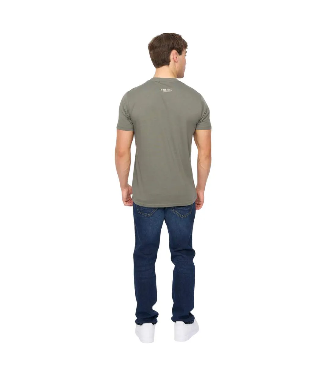 T-shirt Moules Homme Olive Crosshatch-3