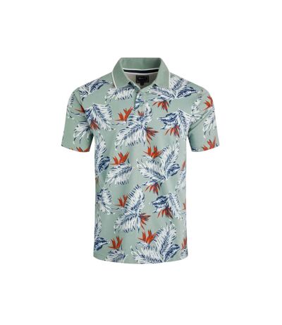 Mens sarat printed polo shirt mineral blue Weird Fish