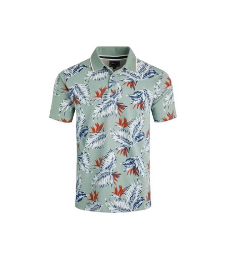 Mens sarat printed polo shirt mineral blue Weird Fish