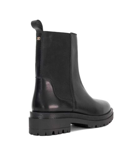 Womens/ladies Leather Chunky Sole Chelsea Boots Black Dune London