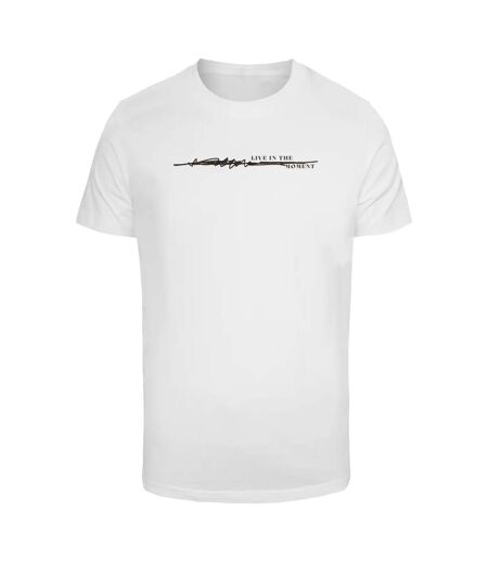T-shirt Homme Live In The Moment Vivre Le Moment Présent Blanc Mister Tee