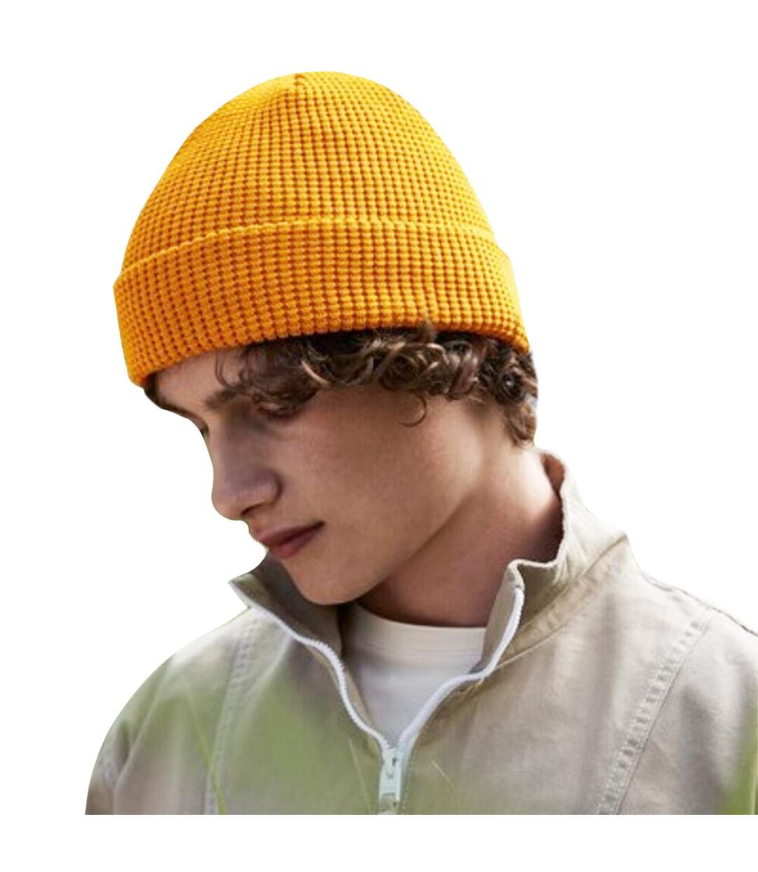 Bonnet En Coton Biologique Gaufré Jaune Foncé Beechfield-3