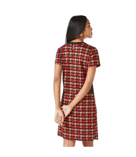 Womens/ladies dogtooth jacquard shift dress red Principles