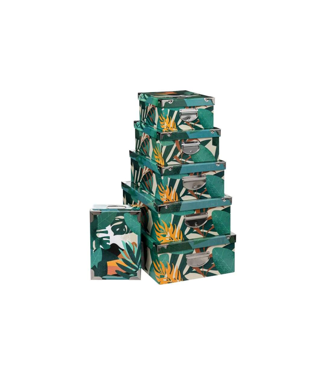 Lot de 6 Boîtes de Rangement Tropic 48cm Vert-1