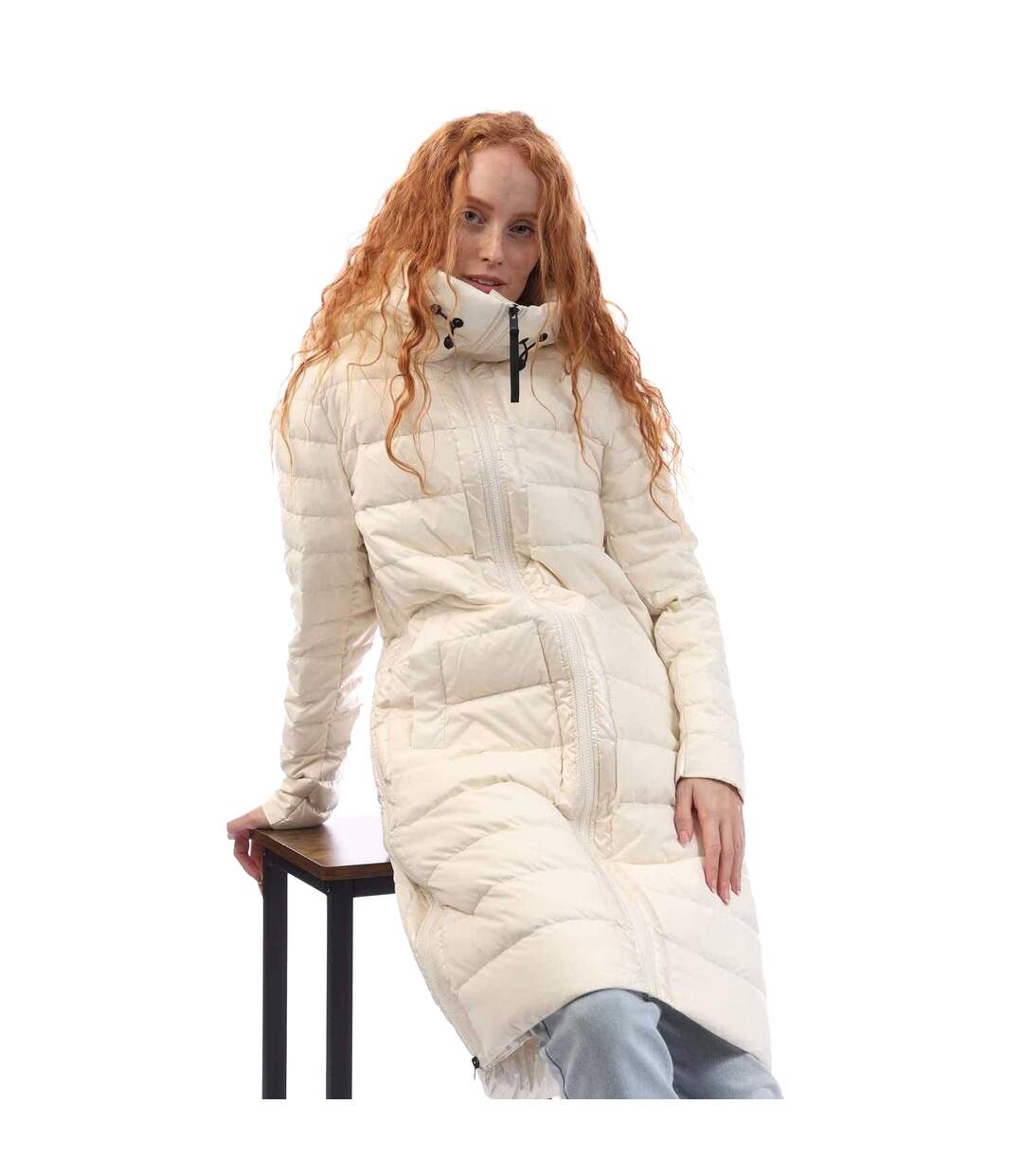 Womens/ladies Quilted Down Puffer Jacket Beige DKNY-1