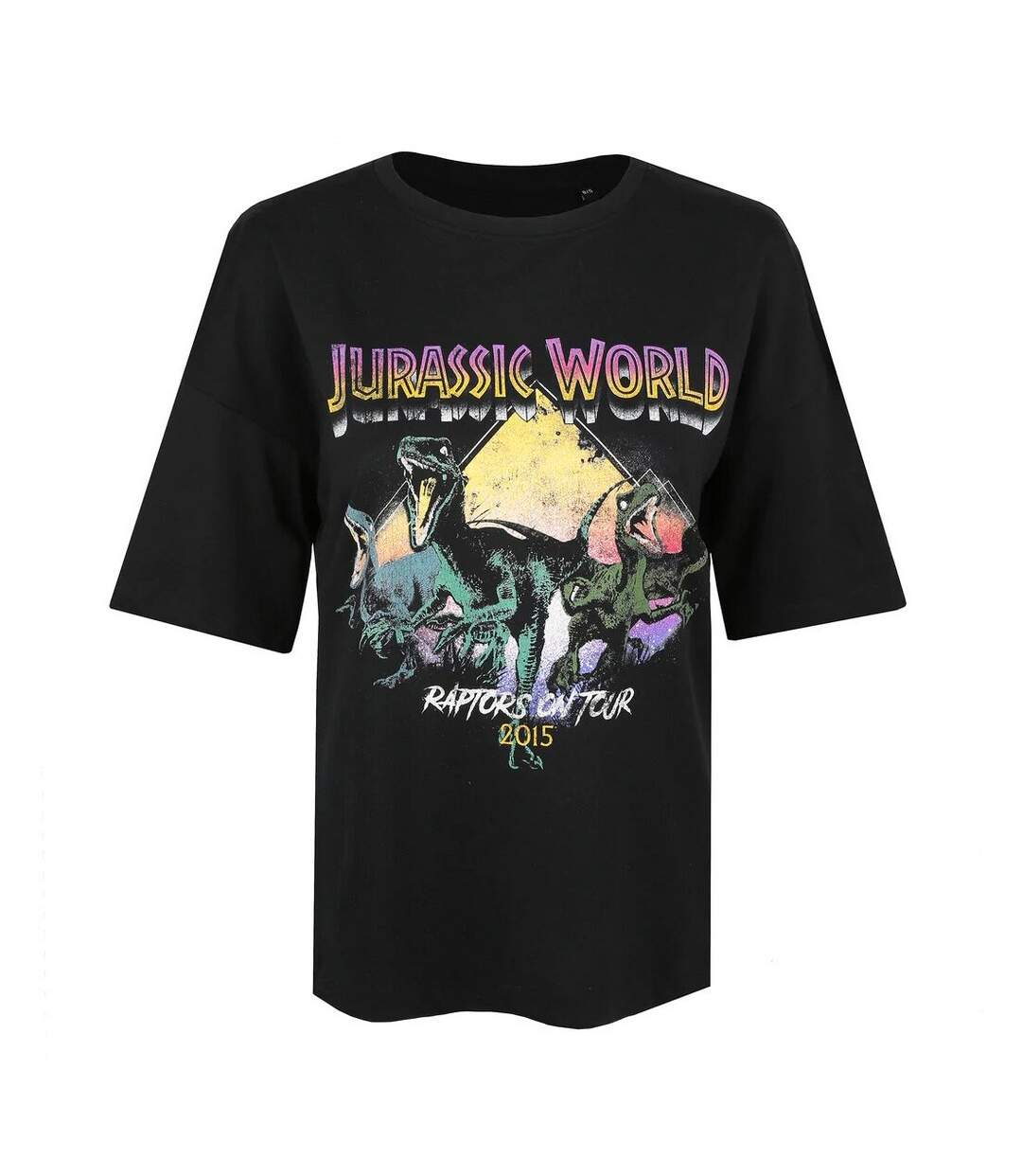 Jurassic World Womens/Ladies Raptors On Tour 2015 Oversized T-Shirt (Black)