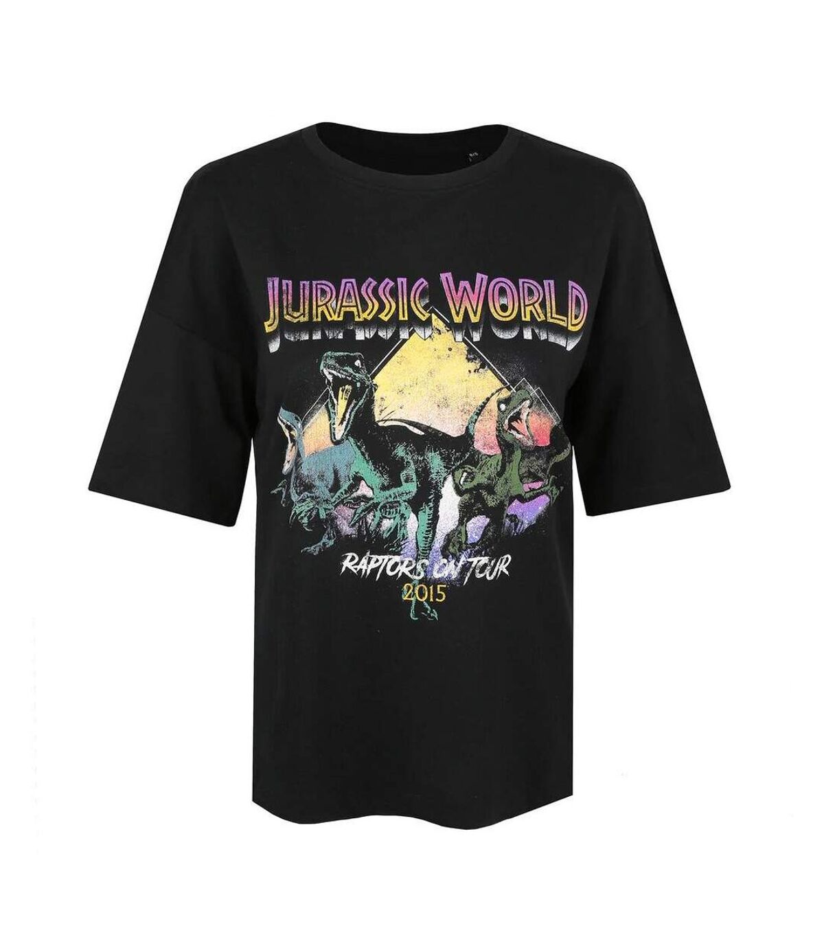 Jurassic World Womens/Ladies Raptors On Tour 2015 Oversized T-Shirt (Black)