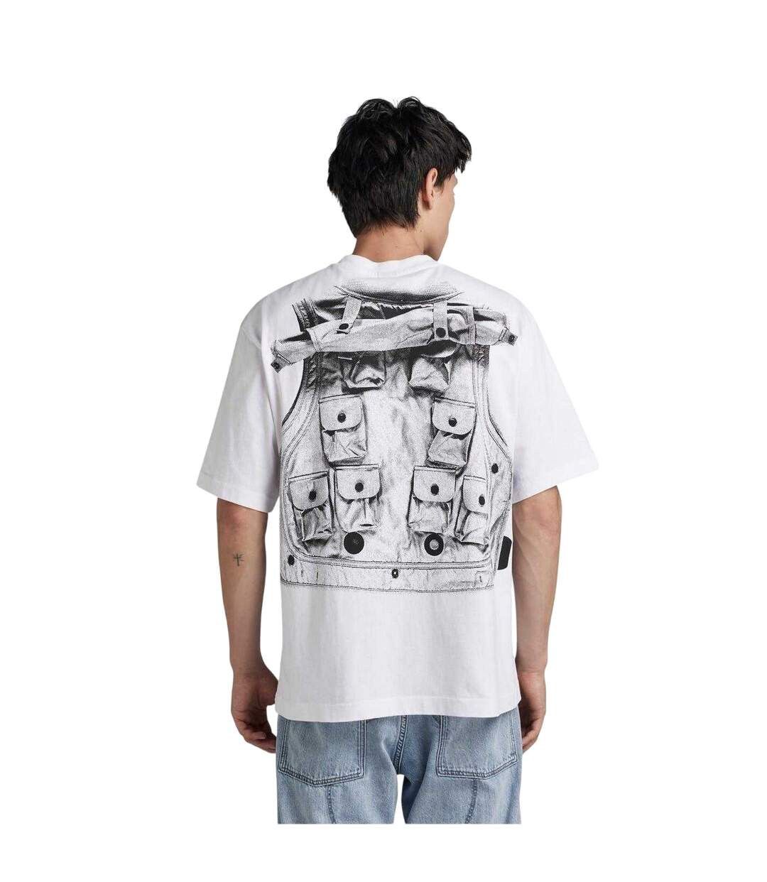 T-shirt Motif/style Graphique Archive Homme Blanc Gris G-Star-3