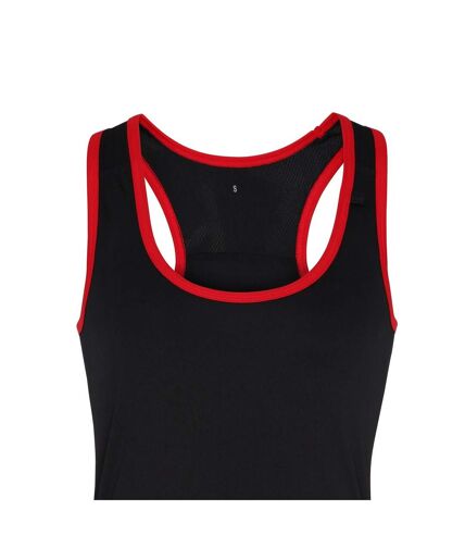 Tri Dri Womens/Ladies Panelled Fitness Tank Top (Black / Red)