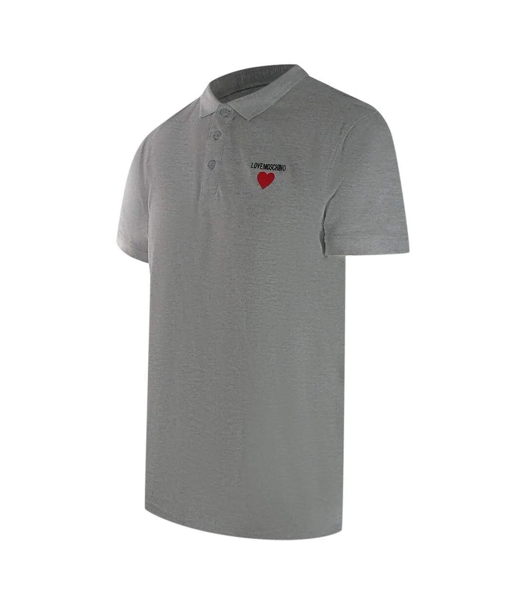 Mens Cotton Short-sleeved Polo Shirt Grey Love Moschino-3