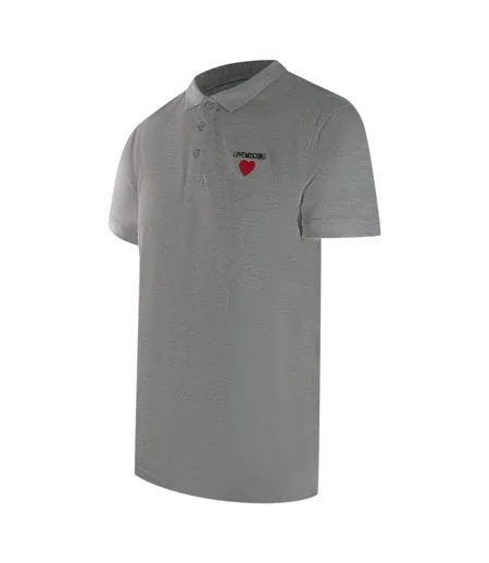 Mens Cotton Short-sleeved Polo Shirt Grey Love Moschino
