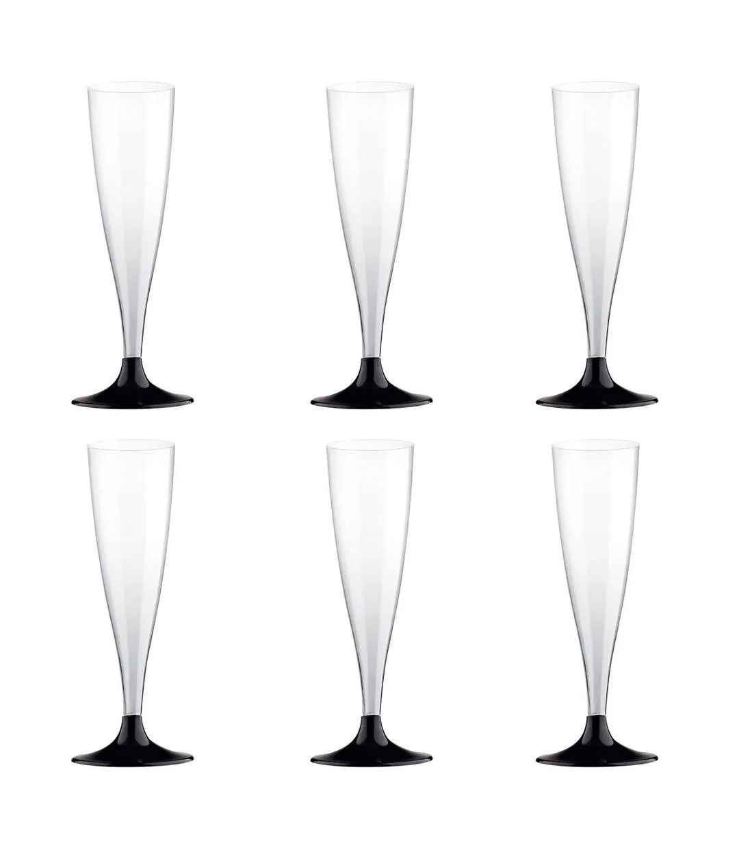 Lot de 6 Flûtes à Champagne Réutilisable Plastique 14cl Noir-1