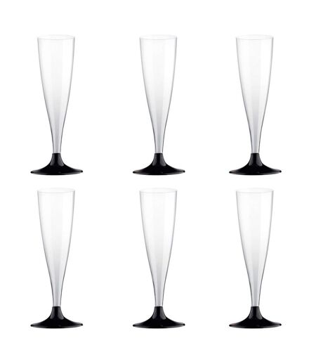 Lot de 6 Flûtes à Champagne Réutilisable Plastique 14cl Noir